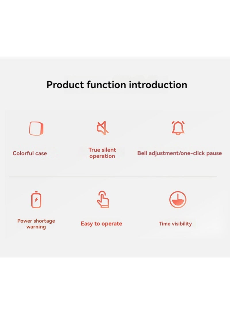 Manual Visual Timer Alarm Clock Suitable For Kitchen Study Etc. (Red Shell Red Dial)  - Image 3