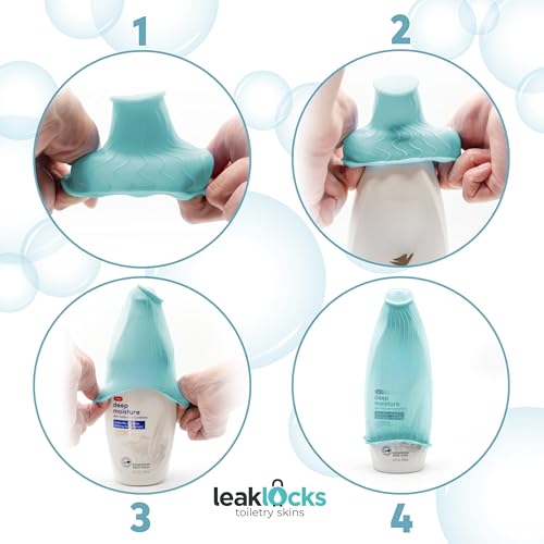 Rinseroo LeakLocks® Toiletry Skins™ Elastic Sleeve for Leak Proofing Travel Container in Luggage. For Standard and Travel Sized Toiletries. Reusable Accessory for Travel Bag Suitcase and Carry-on Luggage - Image 4