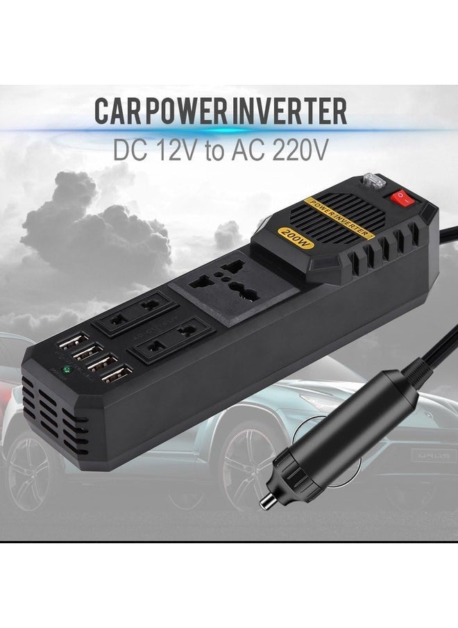 Generic - 200W Car Power Inverter – DC 12V to AC 220V with 4 USB Ports and Cigarette Lighter Adapter. - Image 1