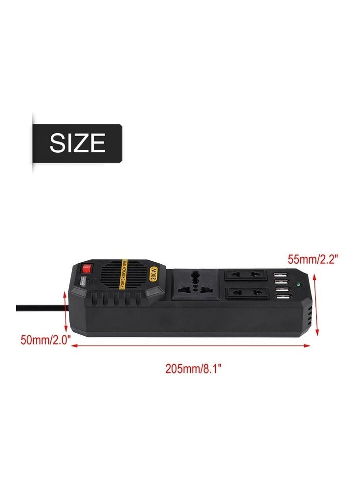Generic - 200W Car Power Inverter – DC 12V to AC 220V with 4 USB Ports and Cigarette Lighter Adapter. - Image 1