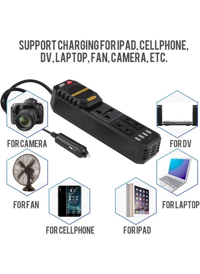 Generic - 200W Car Power Inverter – DC 12V to AC 220V with 4 USB Ports and Cigarette Lighter Adapter. - Image 1