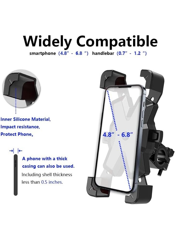 حامل هاتف للدراجة مُحسّن، قفل وفتح سريع بيد واحدة لحامل هاتف الدراجة النارية، حامل هاتف لمقود الدراجة مع قفل رباعي الاتجاهات متوافق مع جميع طرز الهواتف - Image 3