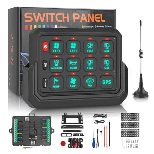ZAMLIE Wireless 12 Gang Switch Panel Lighting Modes with Control Toggle Momentary Strobe Flash Circuit Control Relay System Box 12V-24V, Universal for Off-Road Truck UTV ATV Boat Marine - Image 1