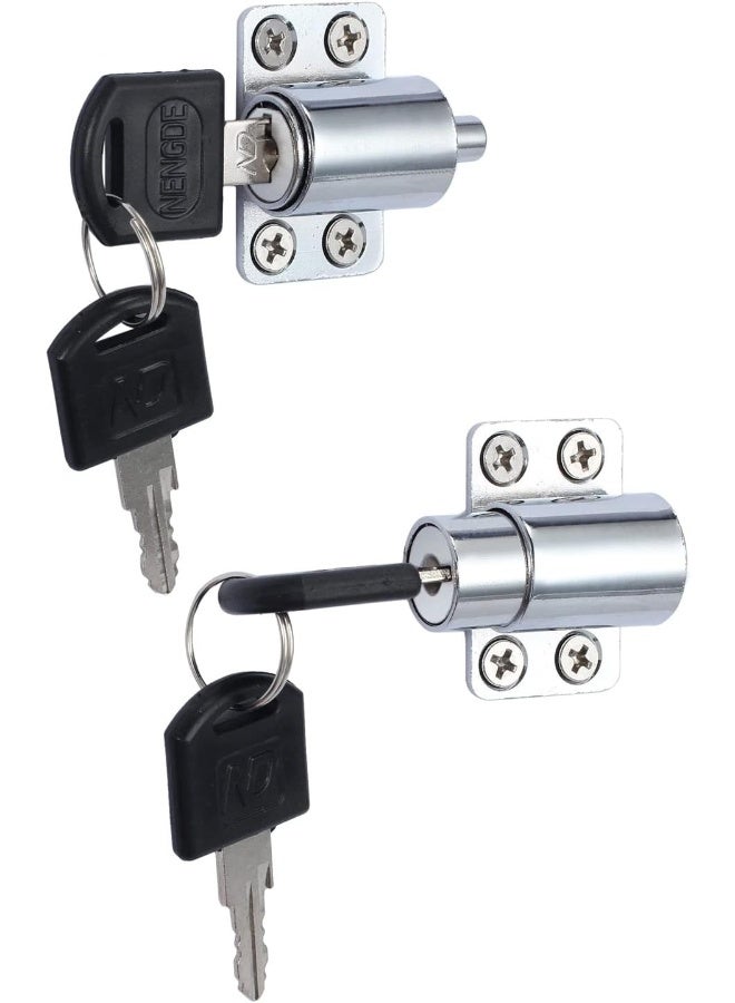 Rubik Sliding Window Door Push Lock with 2 Keys, Child Safety Protection Anti Theft Patio Stopper Security Lock (Silver, 2 Pack) - Image 1