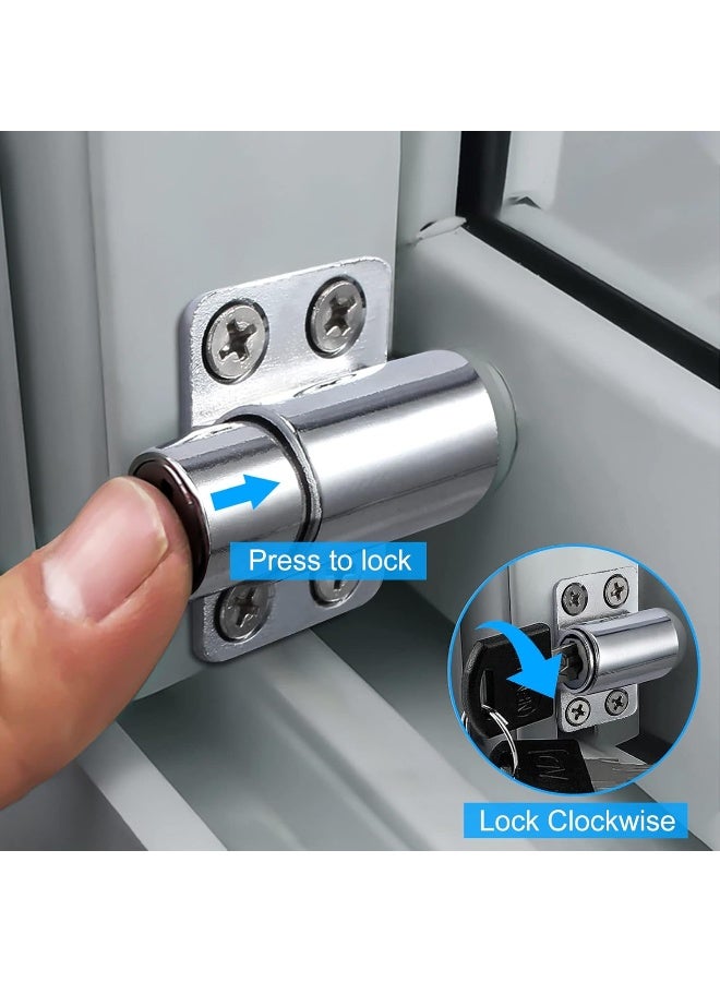 Rubik Sliding Window Door Push Lock with 2 Keys, Child Safety Protection Anti Theft Patio Stopper Security Lock (Silver, 2 Pack) - Image 2