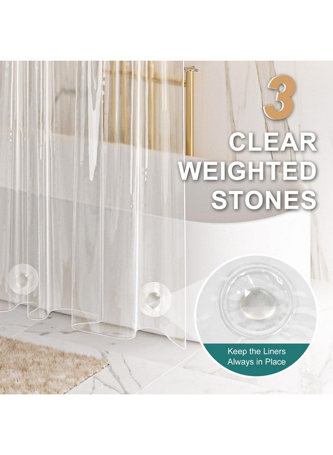 AmazerBath Heavy Duty Shower Curtain 12 Gauge, 72 x 84 Inches Clear with 3 Stones and 12 Grommet Holes, Weighted Plastic - Image 3