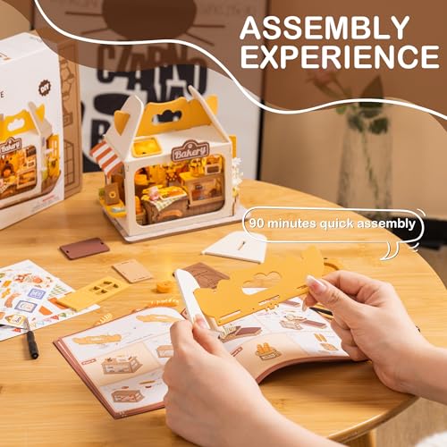 Wowood DIY Mini House Building Teddy Miniature Kit Breadbox, Miniature Lifestyle Bookshelf Decoration, Cute Craft Kits for Women or Girls 14+, Kawaii Gifts Hobbies for Crafters (Teddy's Breadbox) - Image 3