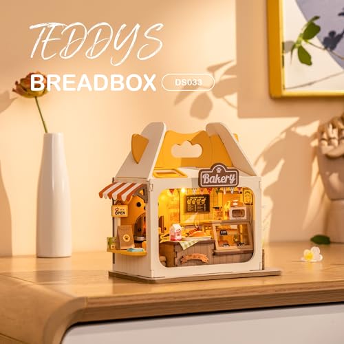 Wowood DIY Mini House Building Teddy Miniature Kit Breadbox, Miniature Lifestyle Bookshelf Decoration, Cute Craft Kits for Women or Girls 14+, Kawaii Gifts Hobbies for Crafters (Teddy's Breadbox) - Image 2