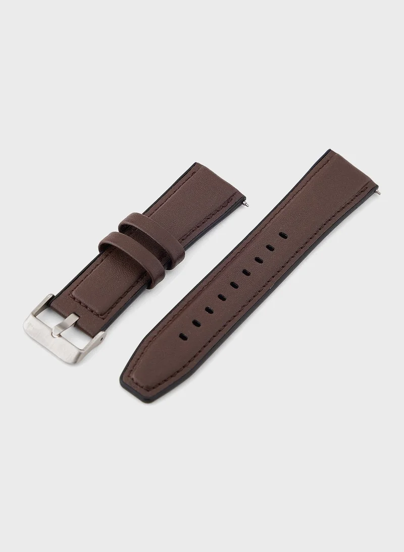 Seventy Five Genuine Leather And Metal Strap Smart Watch With Heart Rate And Fitness Features