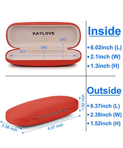 RayLove Unisex Hard Shell Eyeglasses Cases, Protective Case For Glasses(Red) - Image 2