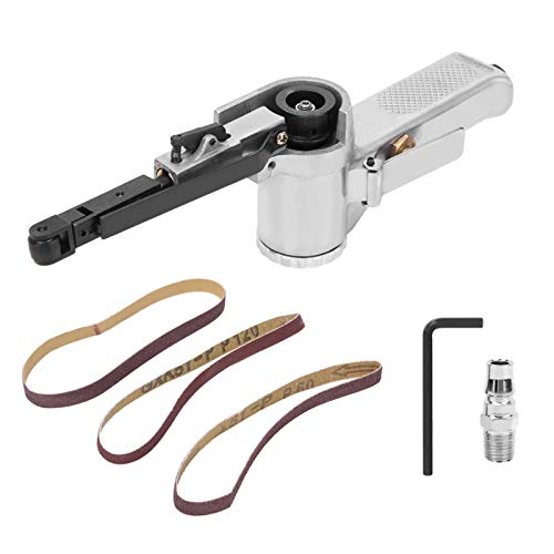 Ashata Eboxer Air Belt Sander 10mm Pneumatic Belt Sander 38 x 13 with 3pcs Belts File Sander for Cutting and Grinding Air Grinding Polishing Tool for Wood Glass Metal