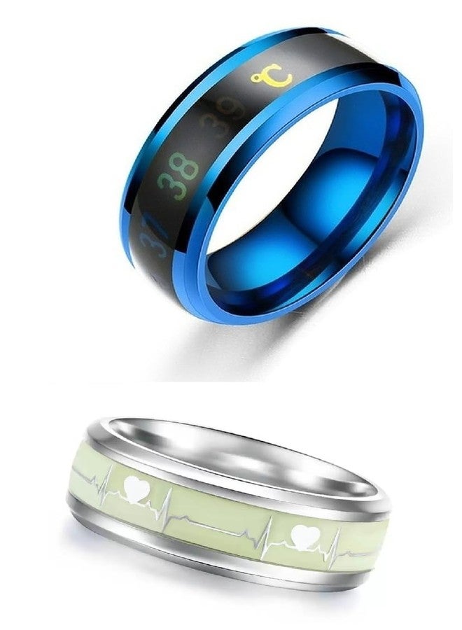 IGA COLLECTION Valentine Stylish Fashionable Latest Combo ECG & Blue Temperature Ring W2 (20) - Image 1