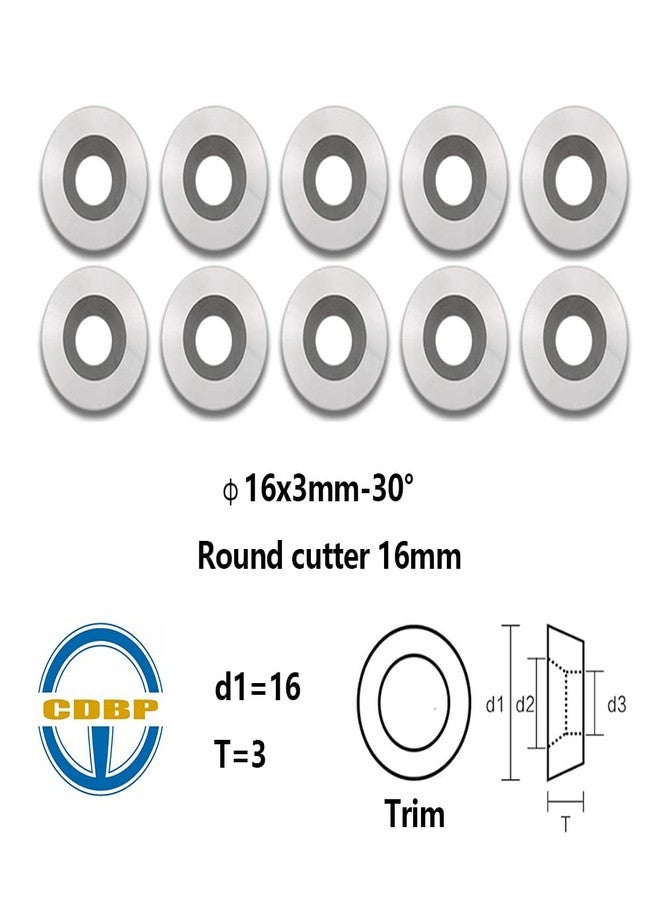 CDBP 16mm(5/8 inch) Round Carbide Inserts for Woodturning, R16x3mm Indexable Carbide Cutter fits for DIY Woodworking Lathe Wood Turning Finisher Hollower Tools, Ci0, 10 Pcs - Image 3