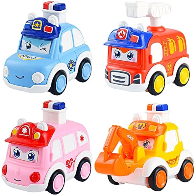 4PCS PULL BACK CARS TOYS ARE SUITABLE FOR THREE-YEAR-OLD CHILDREN. TODDLER PUSH GO TOY WIND UP CARS，FRICTION POWERED PRESS VEHICLES INFANT BIRTHDAY GIFT FOR BOYS AND GIRLS. - Image 2