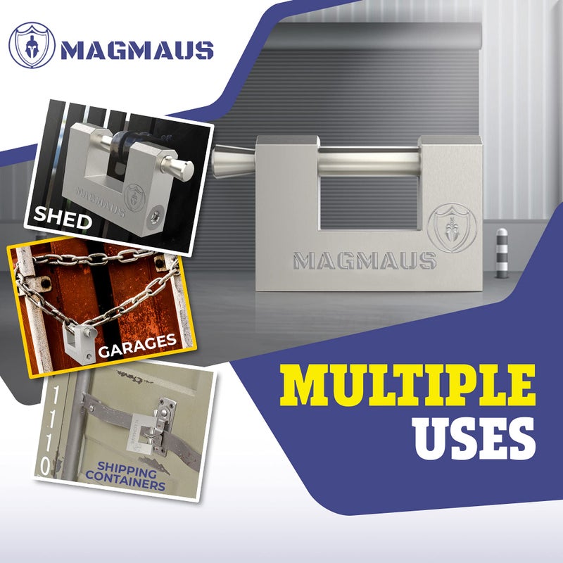 MagmausÂ® RTL70 [Armoured] High Security Padlock â€“ Heavy Duty Container Lock with 0.70â€ Shackle Clearance & 0.39â€ Thick Bolt â€“ Weatherproof Outdoor Lock for Storage Unit, Shed, Gate, Garage - 3 Keys - Image 5