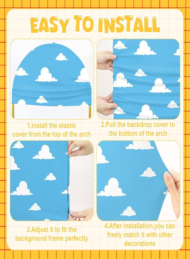 Gaiaring 3 Pcs Cartoon Arch Backdrop Cover Set 4FT 5FT 6FT Backdrop Stand Cover Spandex Arch Stand Covers for Wedding Ceremony Birthday Banquet Boys Girls Baby Shower Decoration - Image 4