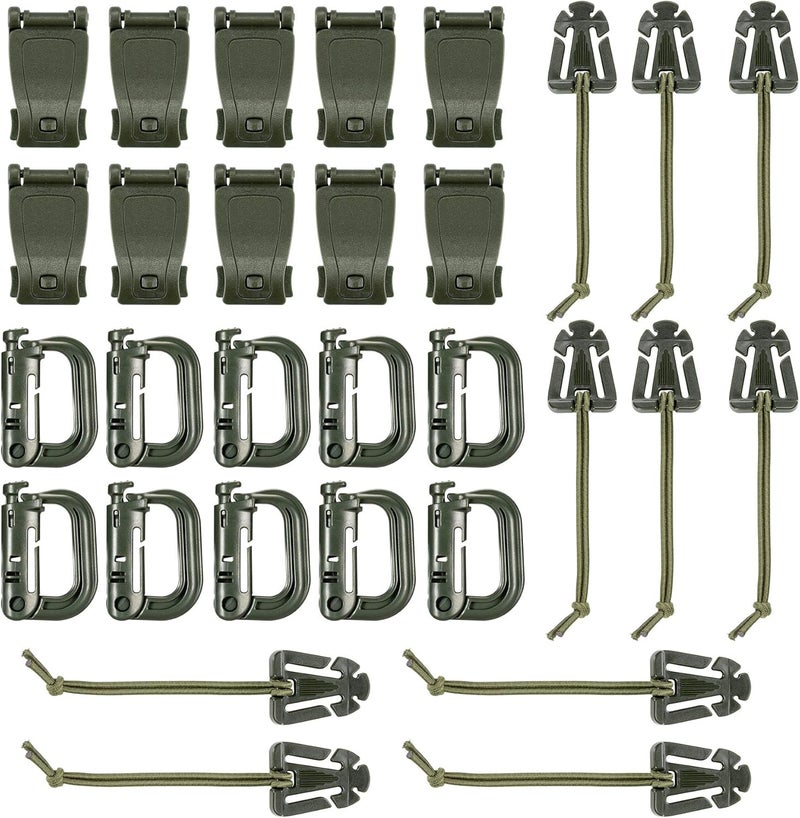 BOOSTEADY 36PCS Attachments for Tactical Backpack Vest Belt,D-Ring Grimloc Locking Gear Clip, Web Dominator Elastic Strings, Strap Management Tool Buckle,Hydration Tube Clips,Key Ring,MOLLE Bag - Image 1