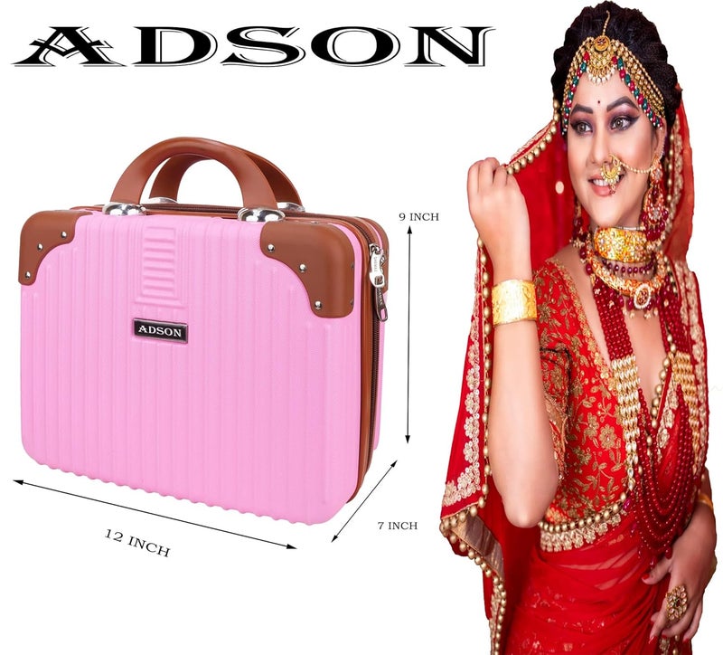 Adson Travel Make up Train Case, Waterproof Portable Hard Shell Cosmetic Case Luggage Mini Suitcase Makeup Brushes Bag Toiletry Organizer Portable Makeup Carrying Case (Pastel Pink) - Image 5