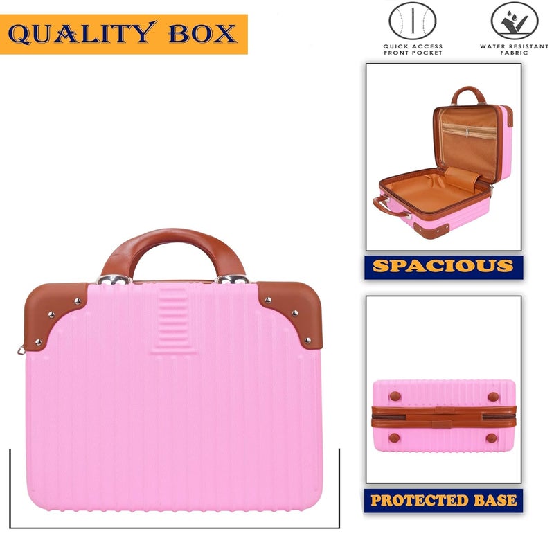 Adson Travel Make up Train Case, Waterproof Portable Hard Shell Cosmetic Case Luggage Mini Suitcase Makeup Brushes Bag Toiletry Organizer Portable Makeup Carrying Case (Pastel Pink) - Image 4