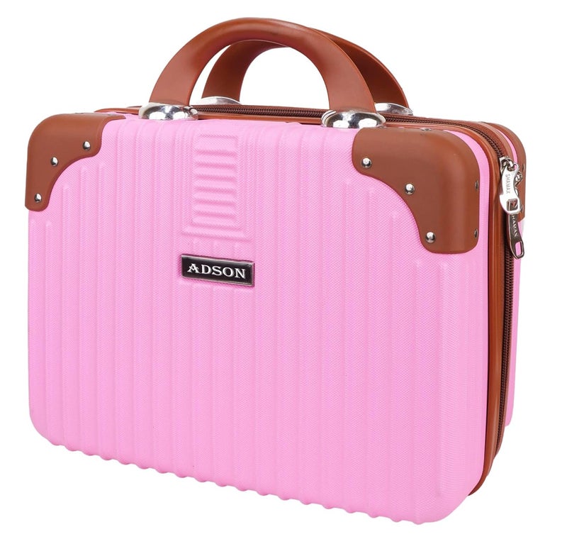 Adson Travel Make up Train Case, Waterproof Portable Hard Shell Cosmetic Case Luggage Mini Suitcase Makeup Brushes Bag Toiletry Organizer Portable Makeup Carrying Case (Pastel Pink) - Image 1