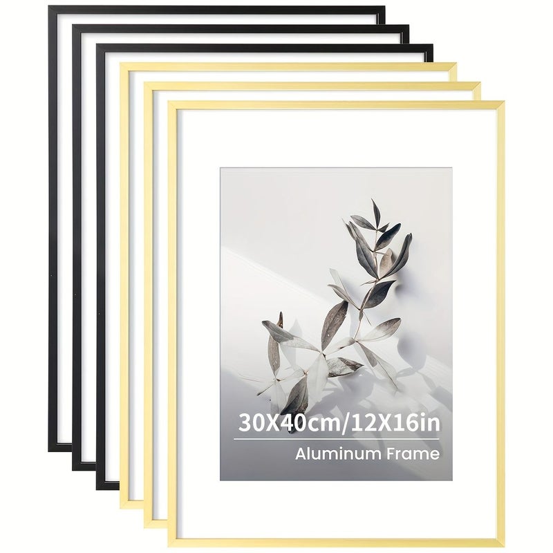 مجموعة من إطار واحد مقاس 30x40 سم (12x16 بوصة) باللون الأسود لتعليقه على الحائط، لعرض الشهادات بحجم A4 والملصقات بحجم A3 بشكل عمودي أو أفقي. - Image 1