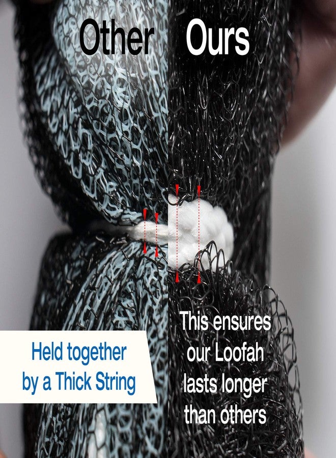 Tilcare XXL 90g Charcoal Shower Loofah 3 Pack by Tilcare - Perfect Bath Sponge for Exfoliating for Men & Women - Body Scrubber Brush for Cleansing and Smooth Skin - Scrubbies That Remove Excess Oil and Dirt - Image 3