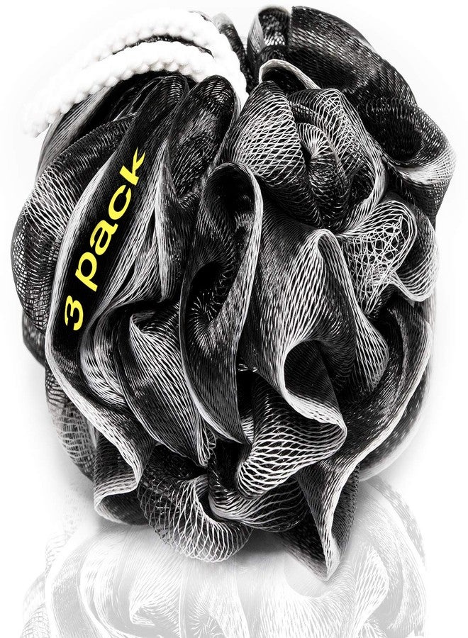 Tilcare XXL 90g Charcoal Shower Loofah 3 Pack by Tilcare - Perfect Bath Sponge for Exfoliating for Men & Women - Body Scrubber Brush for Cleansing and Smooth Skin - Scrubbies That Remove Excess Oil and Dirt - Image 1