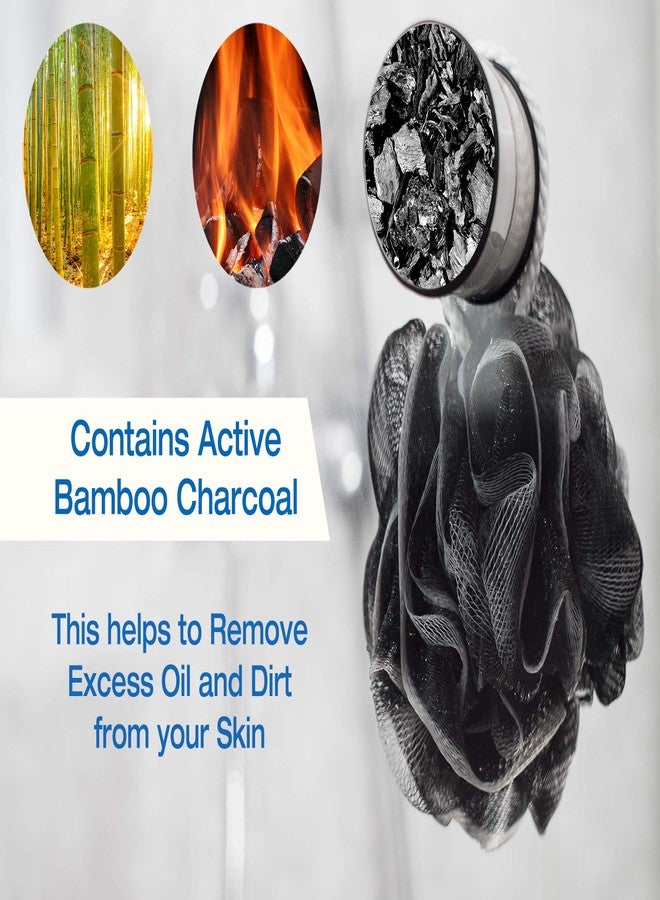 Tilcare XXL 90g Charcoal Shower Loofah 3 Pack by Tilcare - Perfect Bath Sponge for Exfoliating for Men & Women - Body Scrubber Brush for Cleansing and Smooth Skin - Scrubbies That Remove Excess Oil and Dirt - Image 5