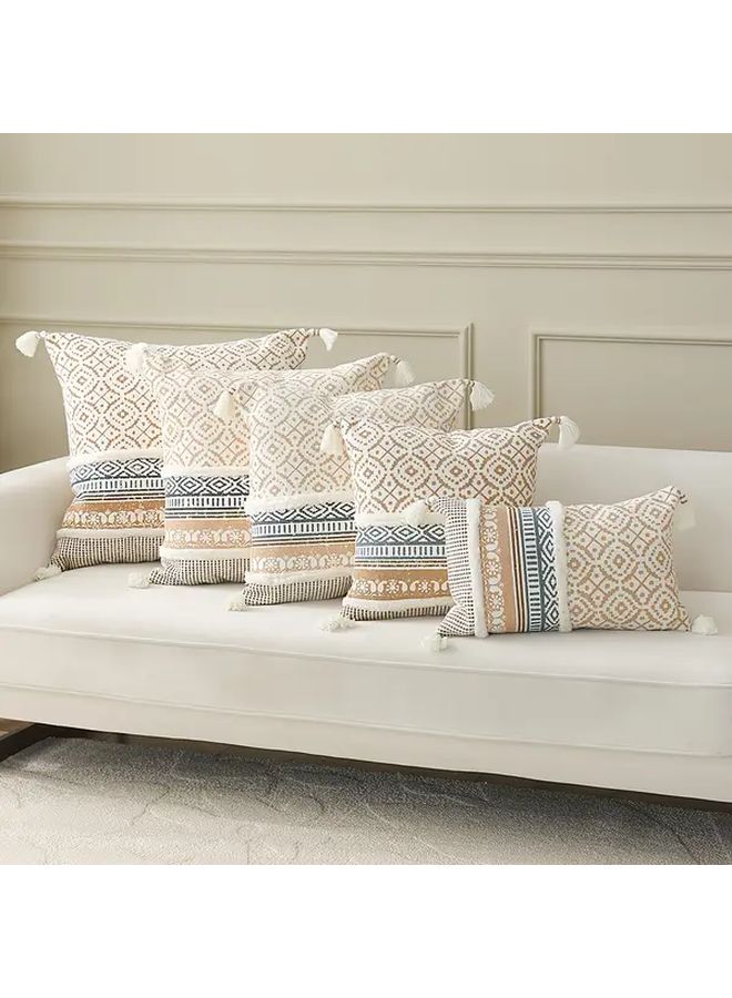 Boho Geometric Throw Pillow Prague Coffee Color 19 69x11 81 Inch Fringe Tassel - Image 3