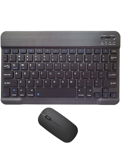 Rechargeable Bluetooth Keyboard and Mouse Combo Ultra-Slim Portable Compact Wireless Mouse Keyboard Set for Android Windows Tablet Cell Phone iPhone iPad Pro Air Mini, iPad OS/iOS 13 and above (Black)