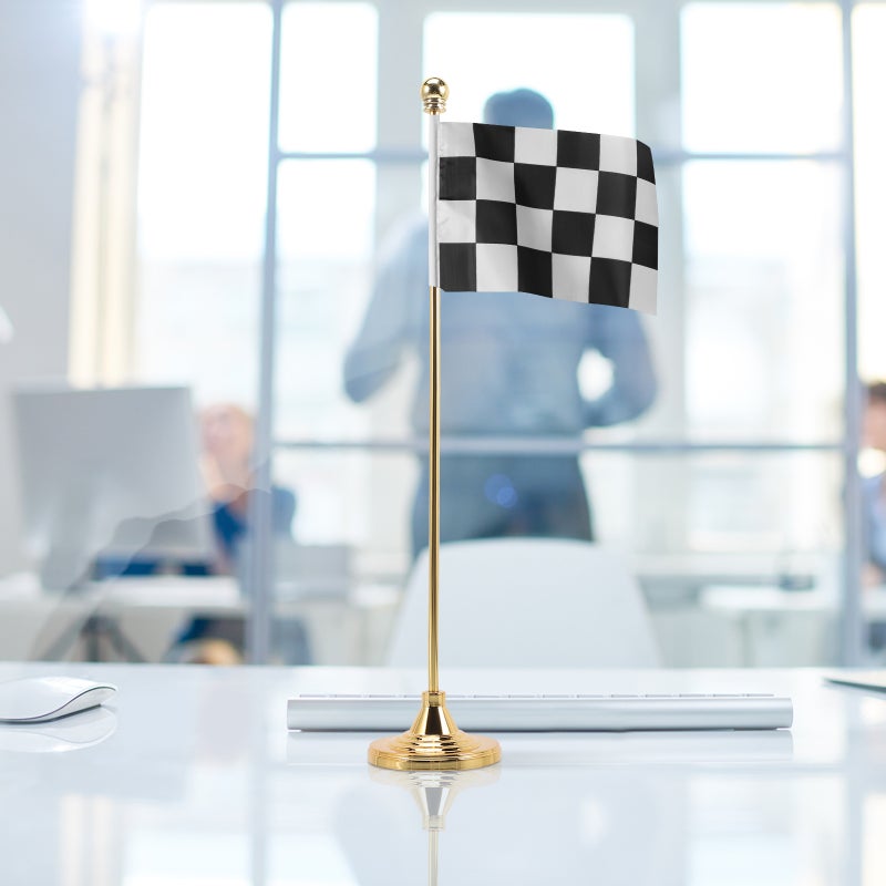 Desk Flag Pole with Base Metal Flag Stick Meeting Room Flag Pole Base Flag Holder - Image 1