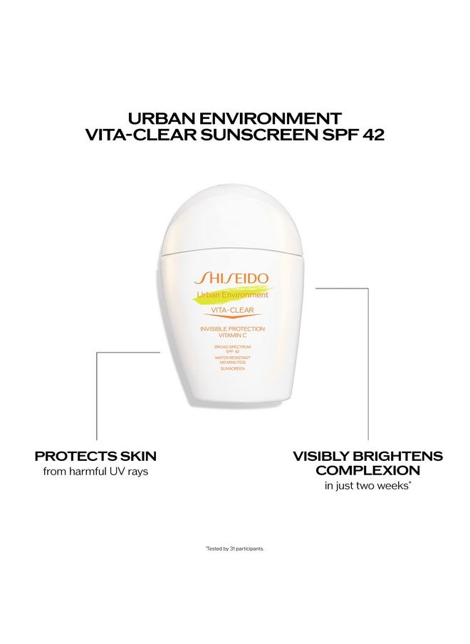Hiseido Urban Environment Vitaclear Sunscreen Spf 4230 Ml Invisible Formula With Vitamin C Noshine Makeup Effect For 8 Hours Noncomedogenic