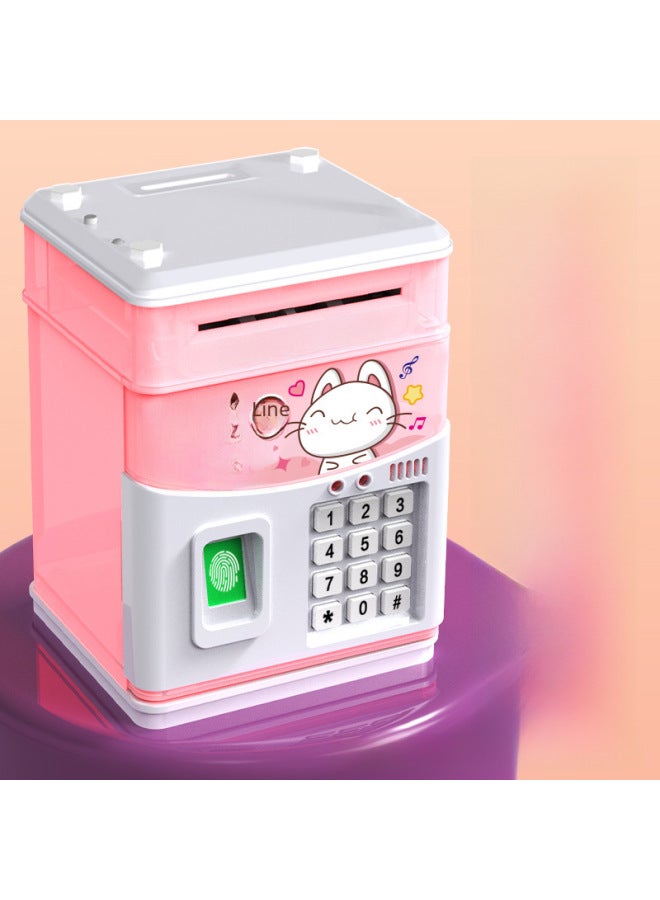 Simulation Fingerprint Piggy Bank Music Automatic Roll Money ATM Password Box Piggy Bank Children's Toys-Color:227-6 Happy Cat (english) - Image 3