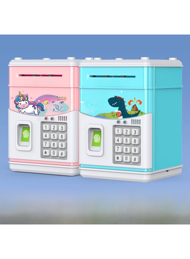 Simulation Fingerprint Piggy Bank Music Automatic Roll Money ATM Password Box Piggy Bank Children's Toys-Color:227-6 Happy Cat (english) - Image 2