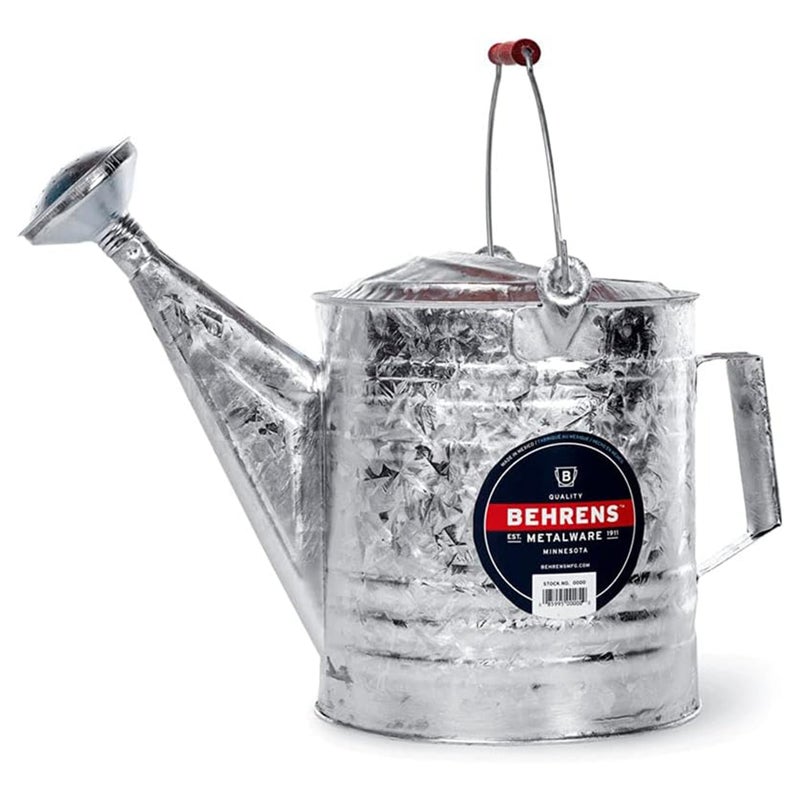Behrens Weatherproof Hot Dipped Galvanized Steel Watering Can with Wooden Handle and Side Handle for Watering Flowers and Gardens Gray - Image 2