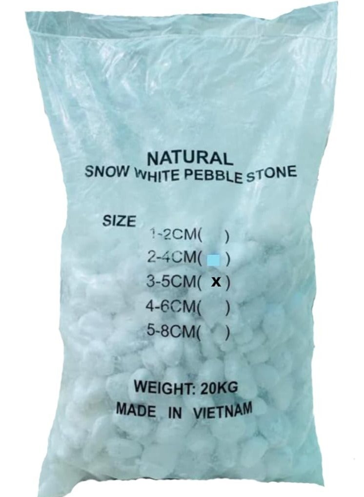 UNITED ARAB EMIRATES Snow White 3-5 cm Decorative Pebbles Natural Decorative Rocks for Garden Plants Succulents Vase Aquariums Landscape River Stones Outdoor | 20 kgs. - Image 1