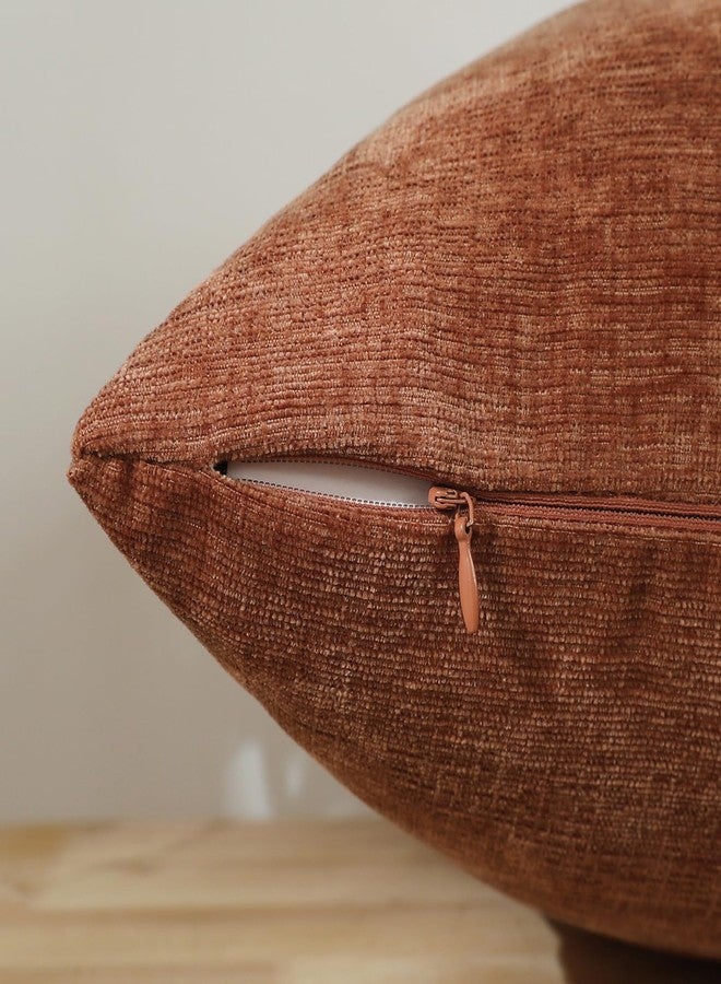 Jeneoo Terracotta Decorative Throw Pillow Covers Soft Chenille Comfy Square Couch Cushion Cases for Living Room Sofa Decor (Set of 2, 18 x 18 Inches) - Image 4