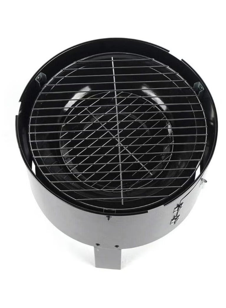 3-in-1 Smoked Grill Adjustable Wind Power BBQ Charcoal Grill, 2 Layers Detachable Smoker Barrel for Outdoor Cooking Parties - Image 3