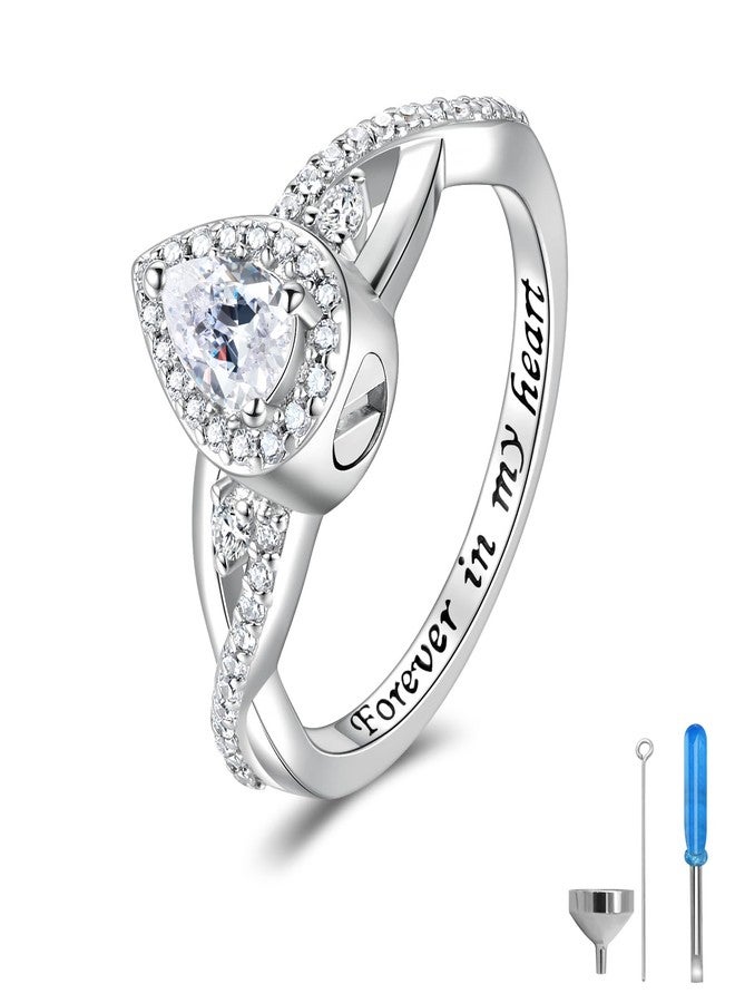 MANBU Sterling Silver Urn Ring for Ashes: Women Teardrop Cubic Zirconia Ash Infinity Ring Memorial Cremation Jewelry Bereavement Keepsakes Gift for Loss of a Loved One (Size 6) - Image 1