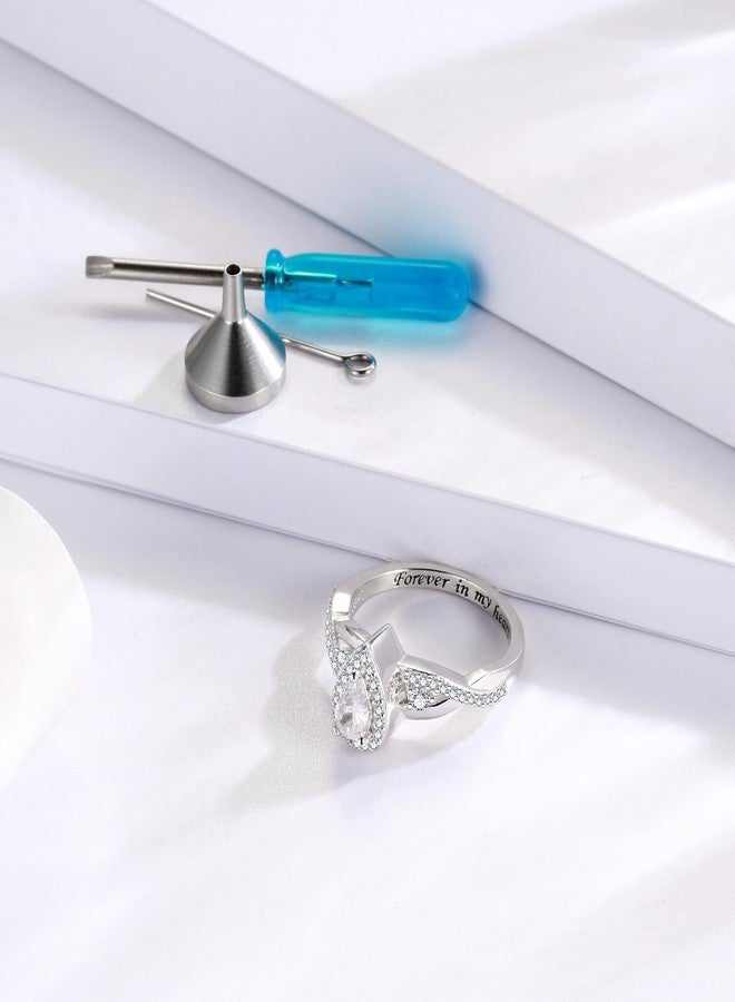 MANBU Sterling Silver Urn Ring for Ashes: Women Teardrop Cubic Zirconia Ash Infinity Ring Memorial Cremation Jewelry Bereavement Keepsakes Gift for Loss of a Loved One (Size 6) - Image 4