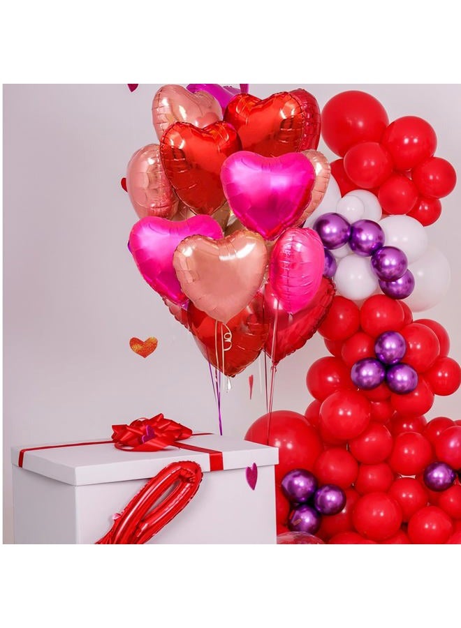 Oarkive 15pcs Valentines Balloons Heart Shaped Balloons Valentines Day Heart Balloons Heart Foil Balloons Metallic Mylar Heart Balloons for Wedding Birthday Heart Party Decor Heart Baby Shower Decorations - Image 3