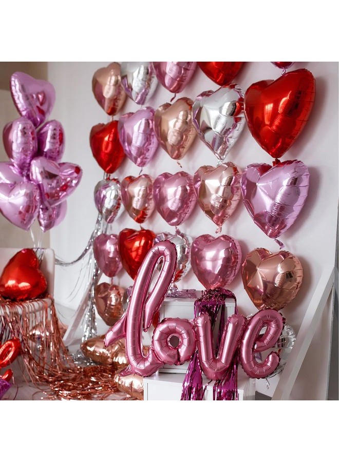 Oarkive 15pcs Valentines Balloons Heart Shaped Balloons Valentines Day Heart Balloons Heart Foil Balloons Metallic Mylar Heart Balloons for Wedding Birthday Heart Party Decor Heart Baby Shower Decorations - Image 4