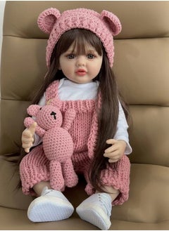 OLUDENIZ Baby Doll Realistic Full Silicone Baby Doll with Teddy Bear – 55 cm Tall, – Lifelike Features and Fashionable Outfits  - Image 3