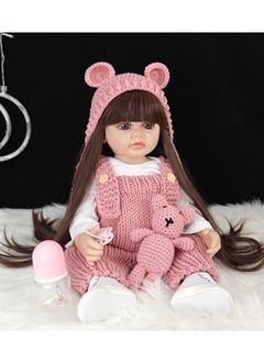 OLUDENIZ Baby Doll Realistic Full Silicone Baby Doll with Teddy Bear – 55 cm Tall, – Lifelike Features and Fashionable Outfits  - Image 2