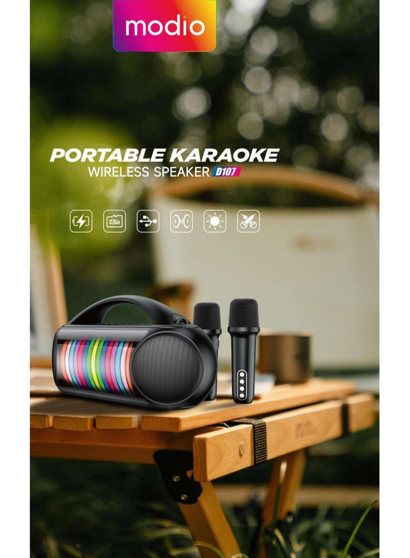 modio D107 Modio portable wireless speaker Karaoke DJ Laser light and Two mic - Image 2