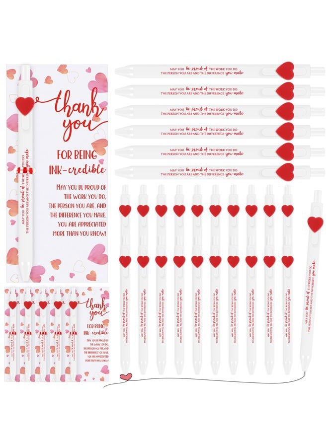 Jetec 30 Sets Valentines Pens Bulk Heart Employee Appreciation Gifts Inspirational Ballpoint Pen with Thank You Card Funny Pink Valentine Favors for Staff Teacher Nurse Office Supplies (Proud) - Image 1