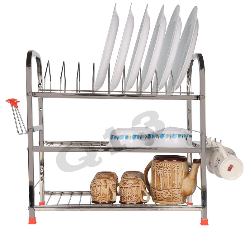 Q13 Stainless Steel Utensils Rack for Kitchen | 2-Tier Dish Drying Organizer & Bartan Stand (18 x 18 Inches - Image 1