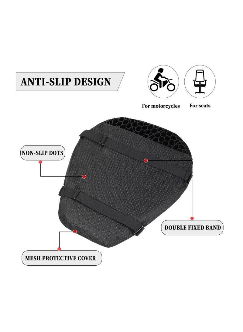 Excefore Motorcycle Seat Cushion, Foldable 3D Honeycomb Structure Shock Absorption Breathable Motorcycle Accessories Gel Seat Pad Cover, Enhance Your Motorcycle Comfort - Image 5