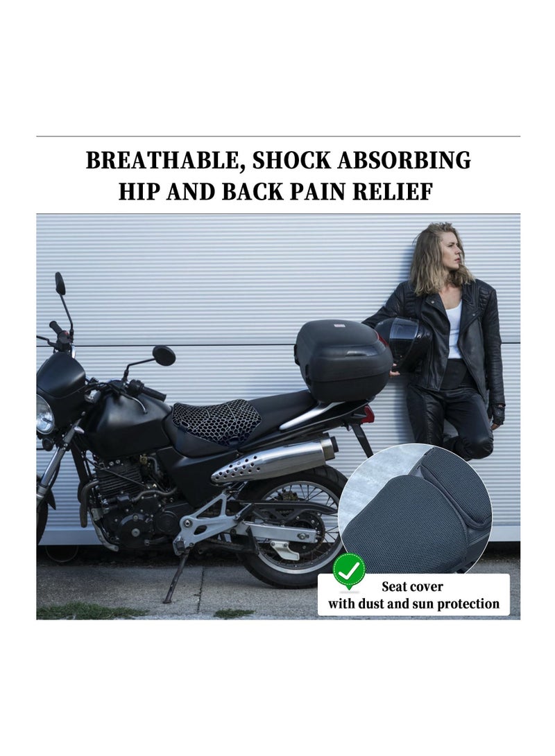 Excefore Motorcycle Seat Cushion, Foldable 3D Honeycomb Structure Shock Absorption Breathable Motorcycle Accessories Gel Seat Pad Cover, Enhance Your Motorcycle Comfort - Image 2