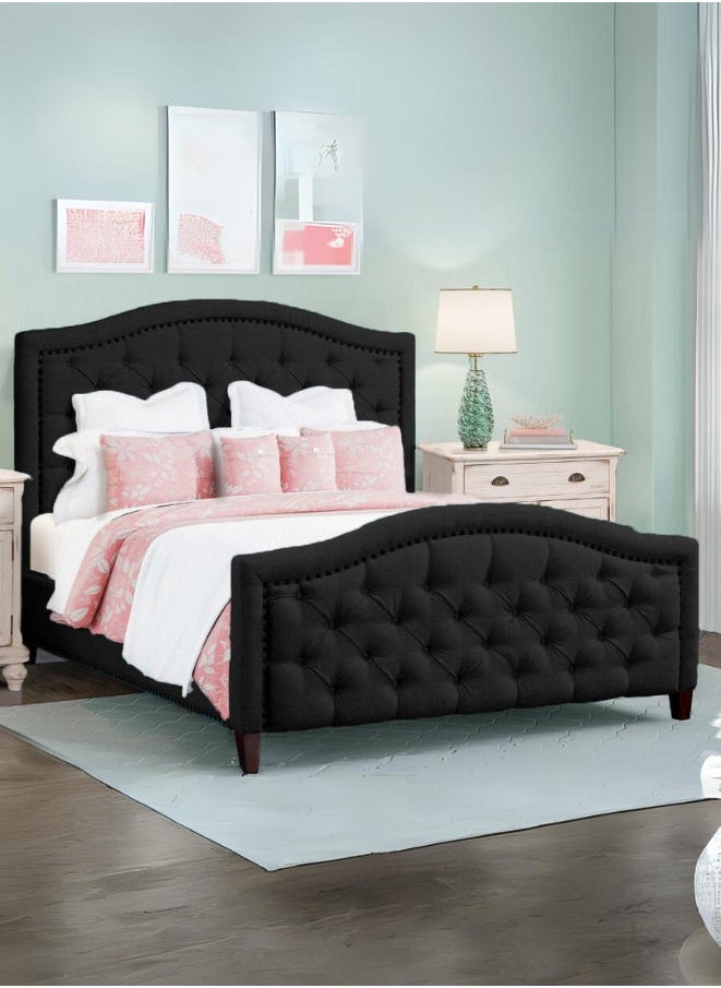 Bed and Mattress Zone Lawrence Tufted Upholstered Luxury Bed 200x100 Single Size Black Color 